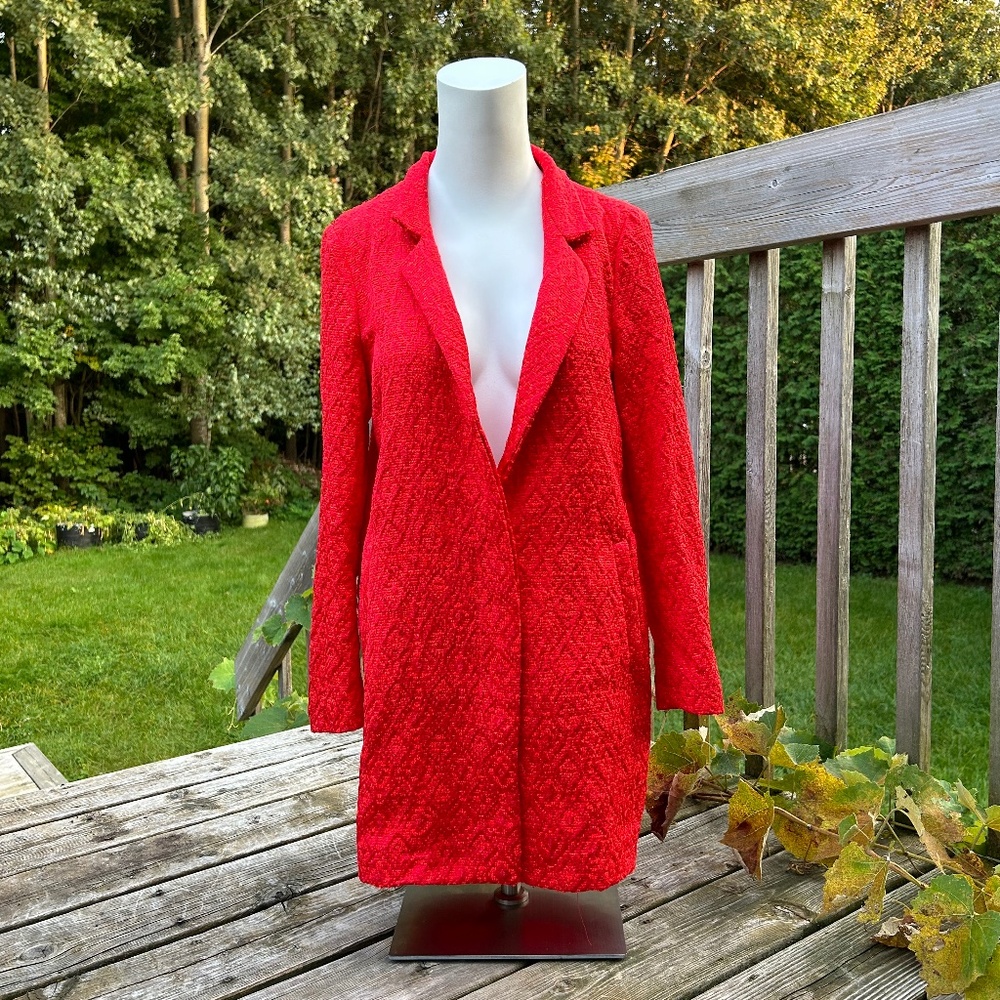 Zara ⎮ Red jacquard blazer